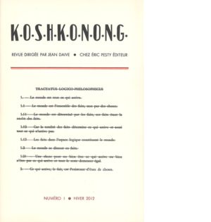 K.O.S.H.K.O.N.O.N.G n°1 décembre 2012 15,5 x 24 cm, 20 p., 11 € isbn : 978-2-917786-16-1