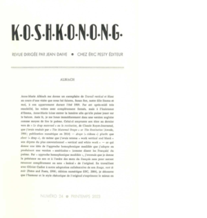 K.O.S.H.K.O.N.O.N.G. 24 mai 2023 15,5 x 24 cm, 28 p., 11 € isbn : 978−2−917786−82−6